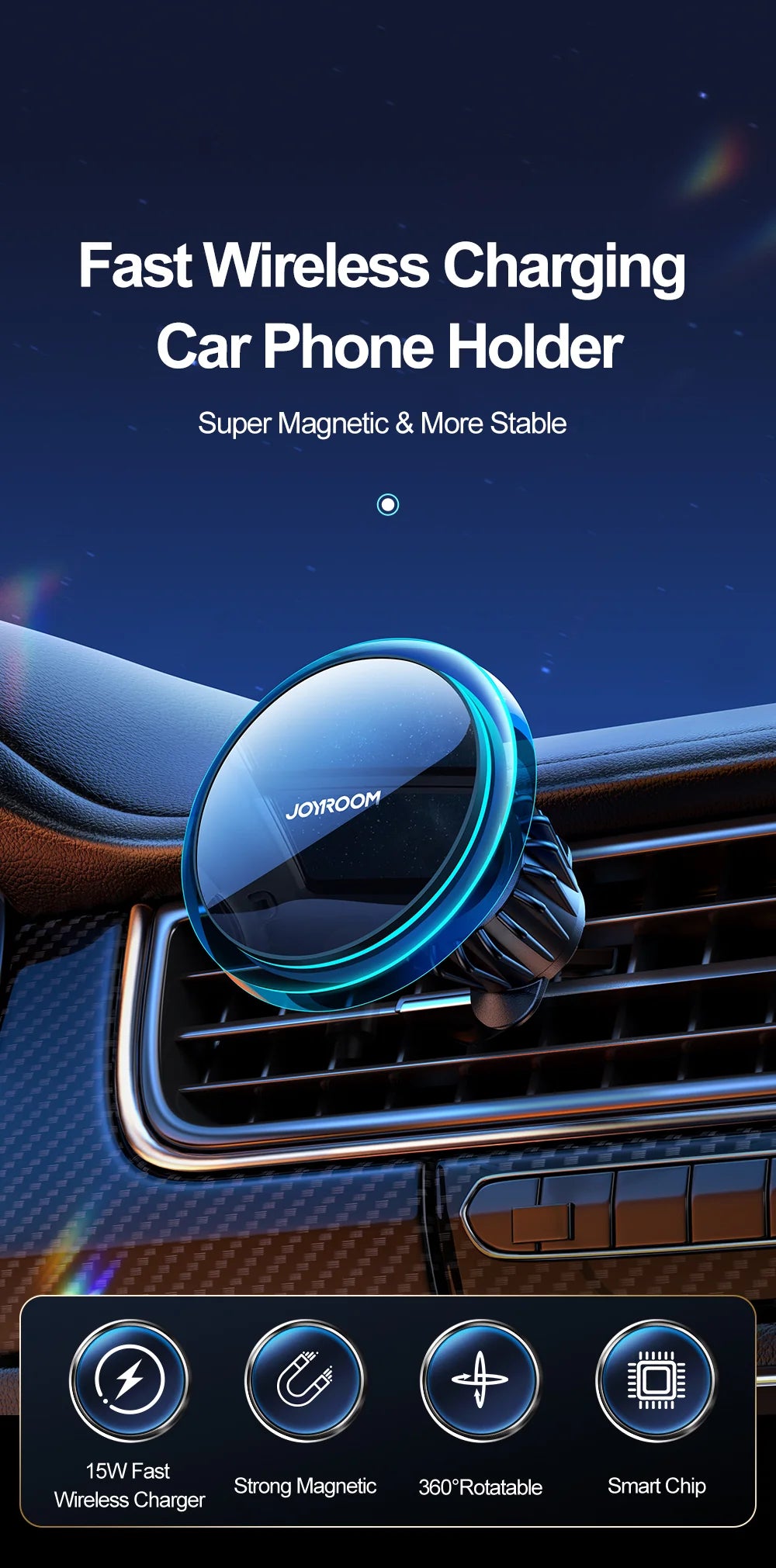 JOYROOM JR-ZS291 Magnetic Wireless Car Charger Holder